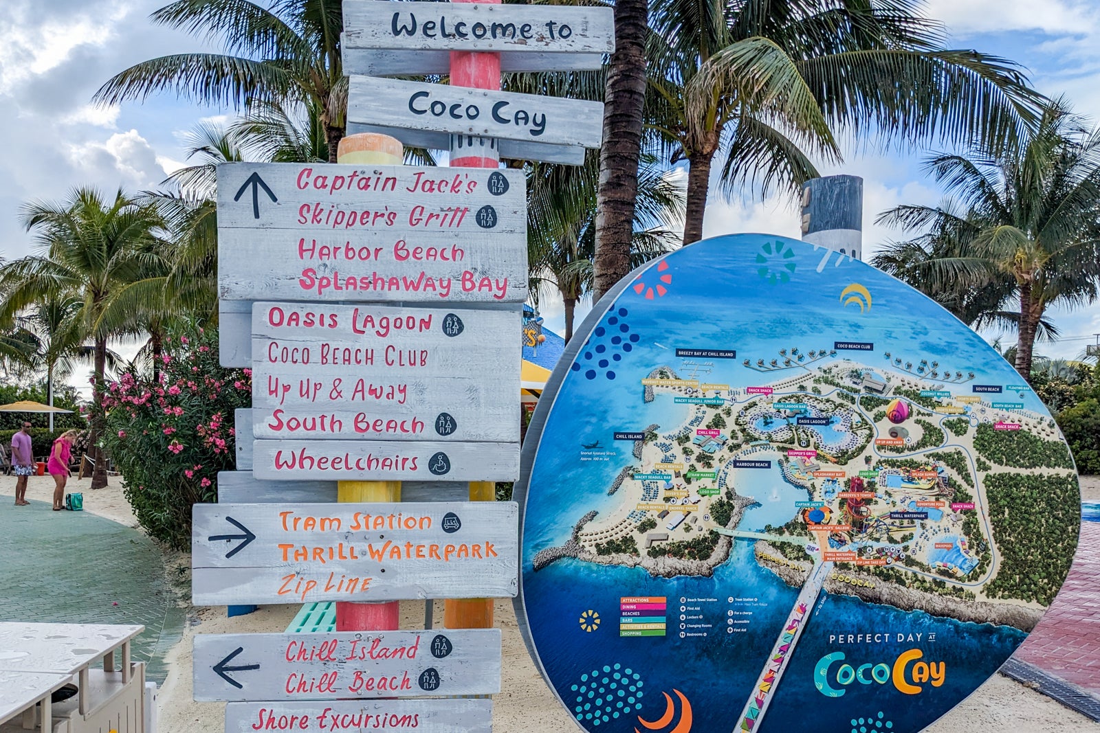 CocoCay map and signage.