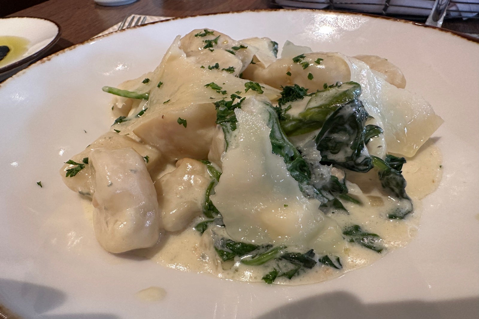 Gnocchi on a white plate