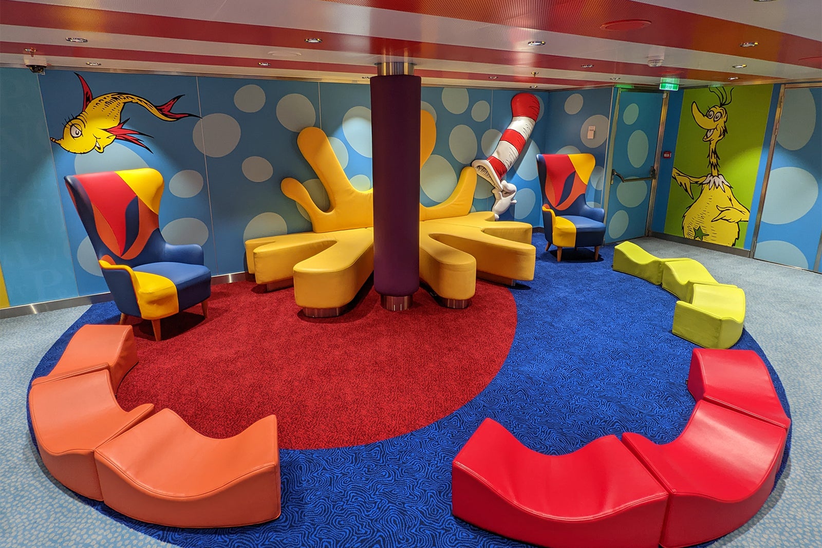 Dr. Seuss themed room in Carnival Celebration's kids club.