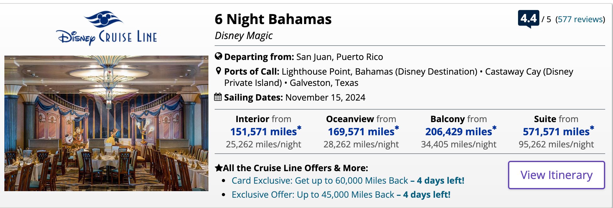 Disney cruise using United miles