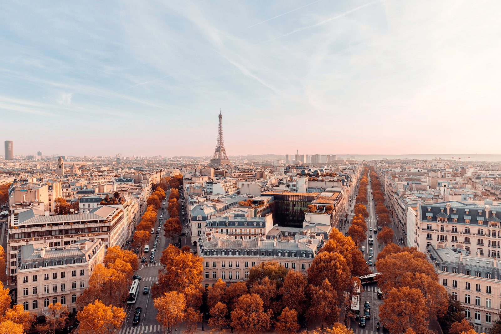 Eiffel Tower and Paris, France skyline in autumn