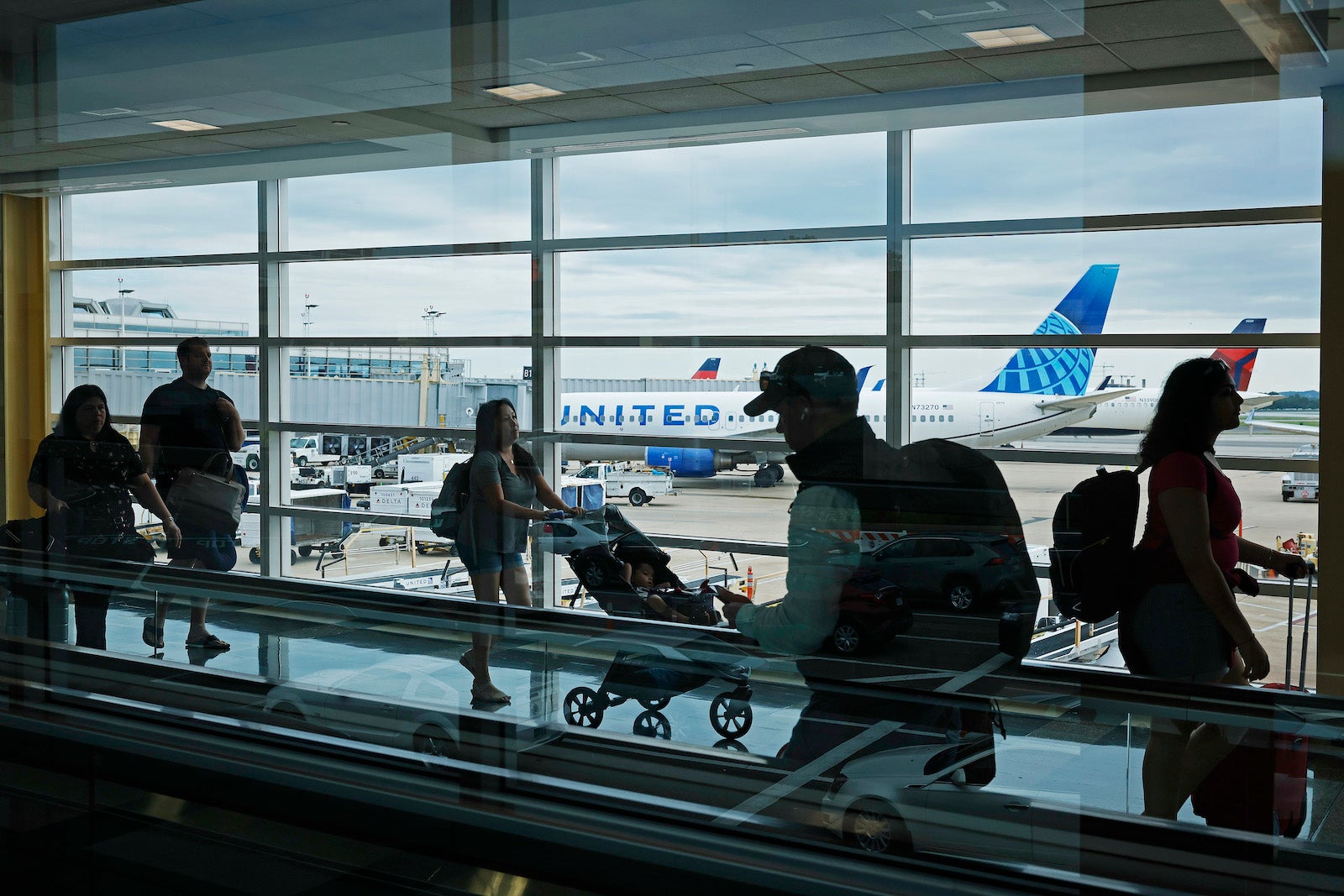 Crowded airport terminal