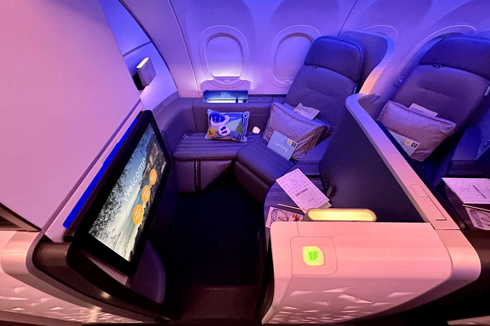 Business class seats on a flight