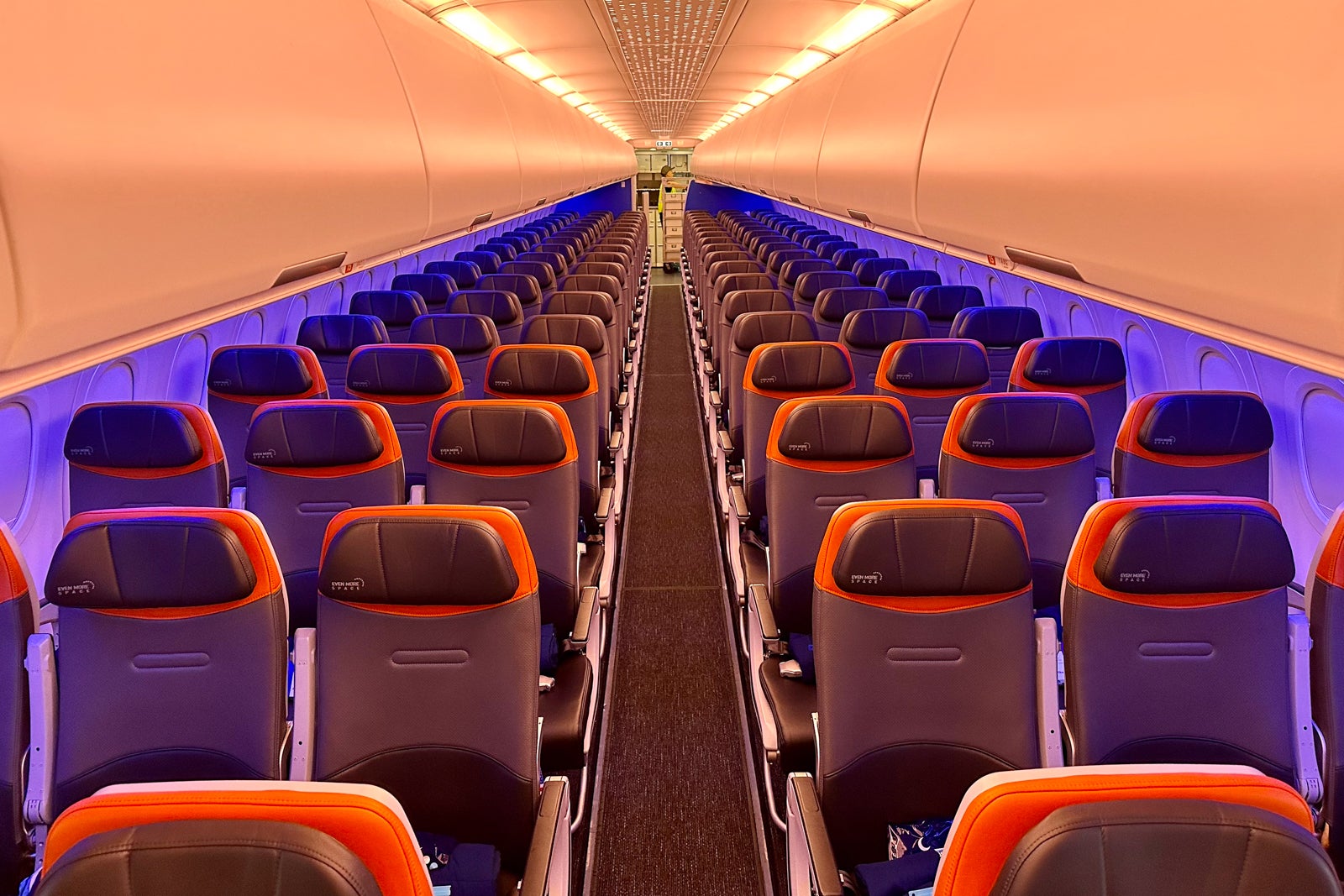Inside the cabin of an airplane