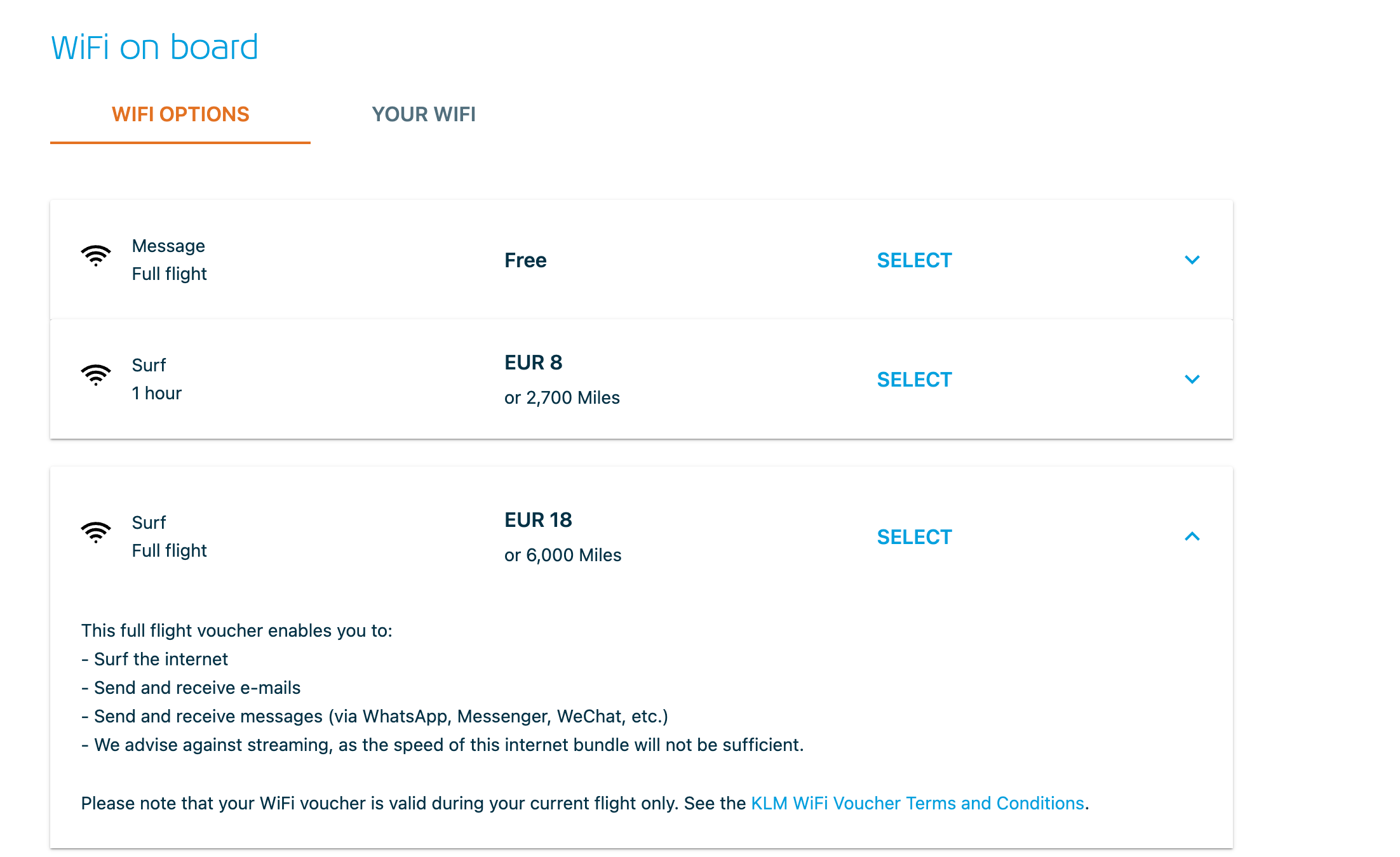 wifi package prices