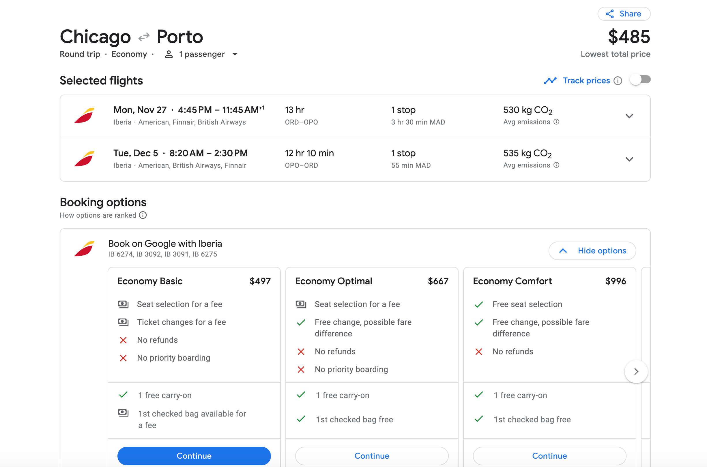 Flight options to Port from Chicago