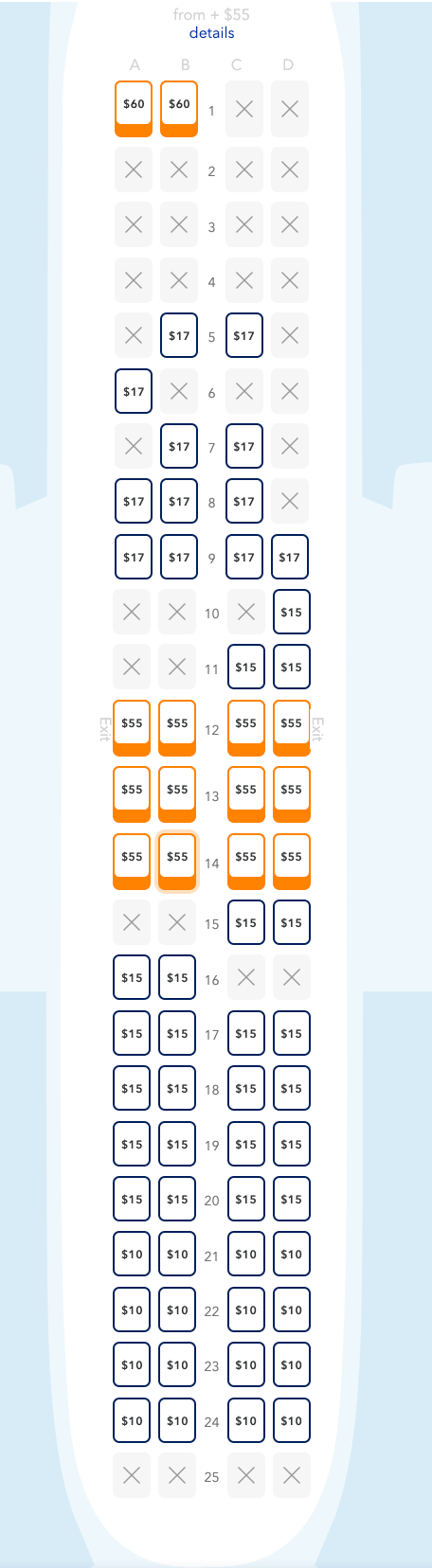 seat map on plane