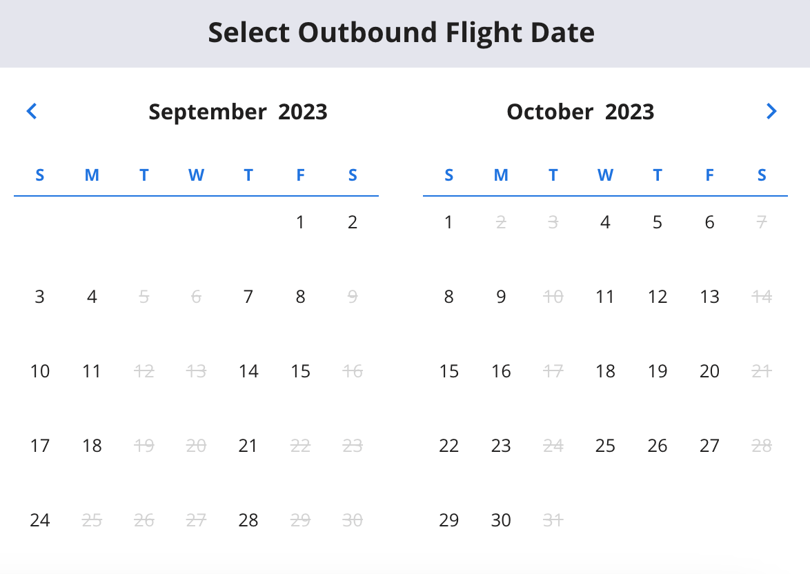 flight calendar