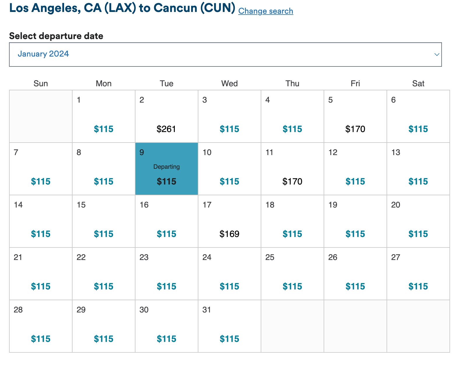 fare calendar