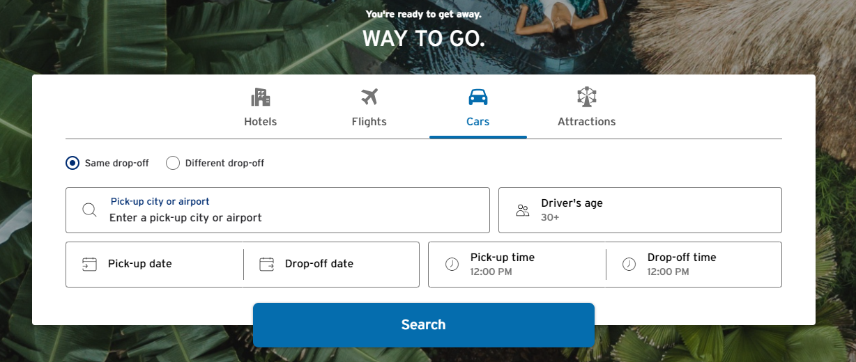 Booking a car through the Citi Travel portal