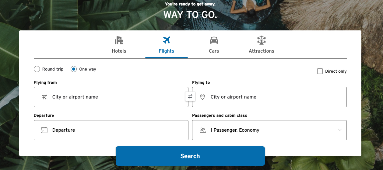 Booking a flight through the Citi Travel portal