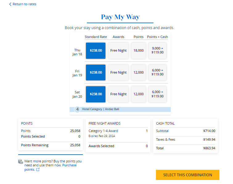 Booking with Hyatt Pay My Way