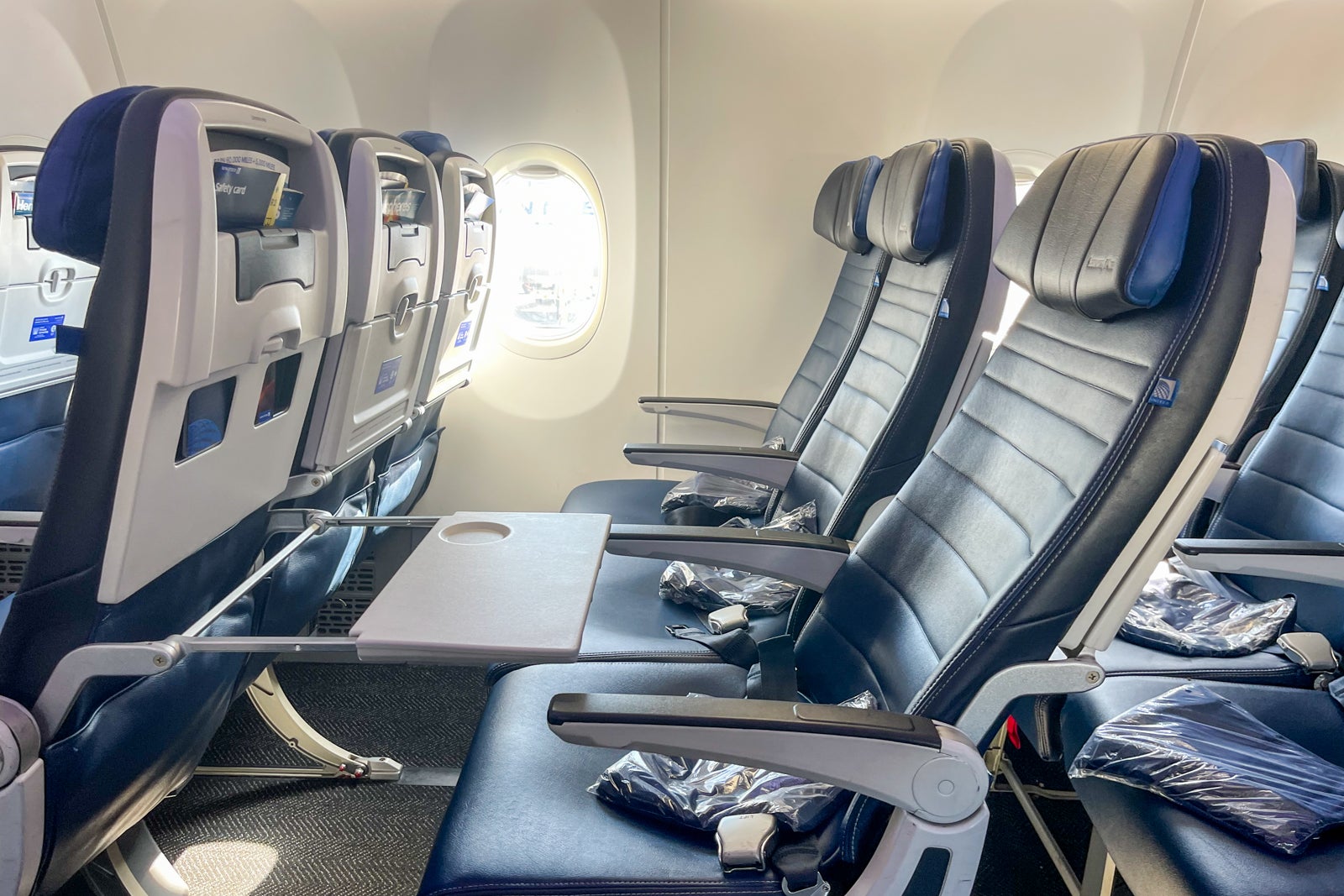United Boeing 737 MAX 9 extending tray table