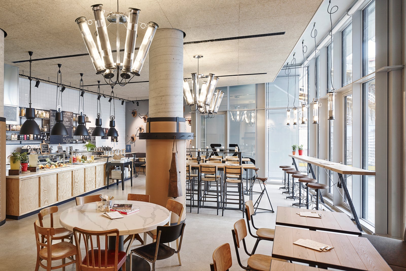 Cyclist coffee shop dining area. Andaz Vienna