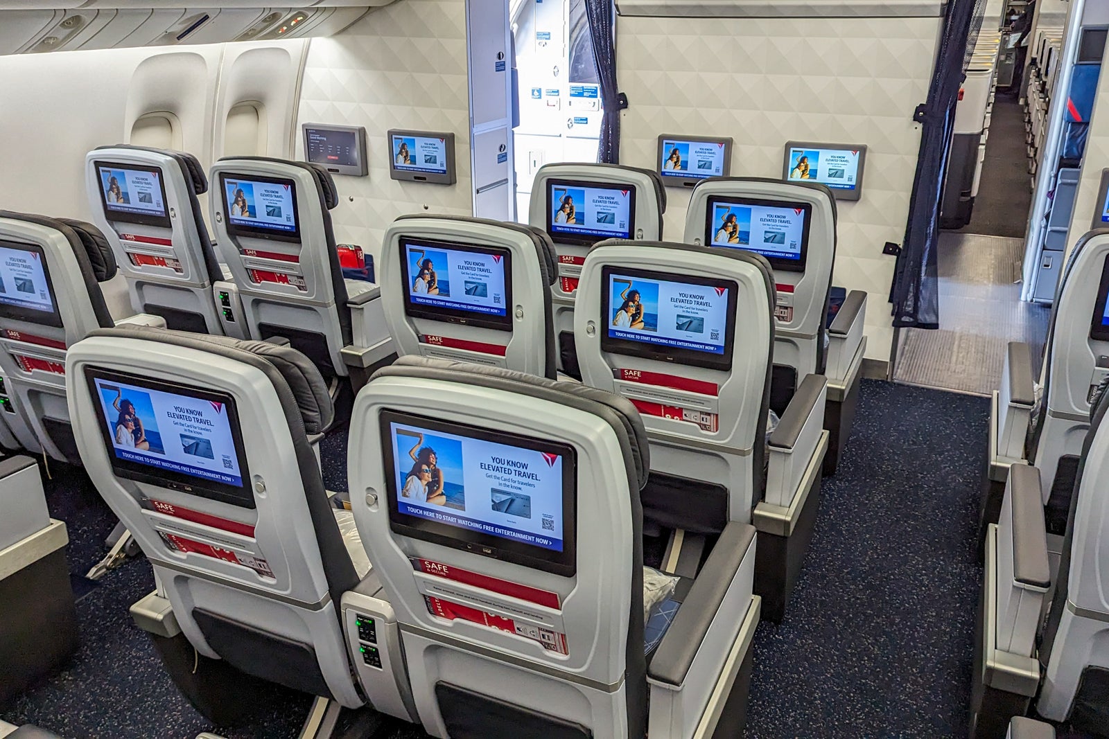 Premium Delta seats on an airplane