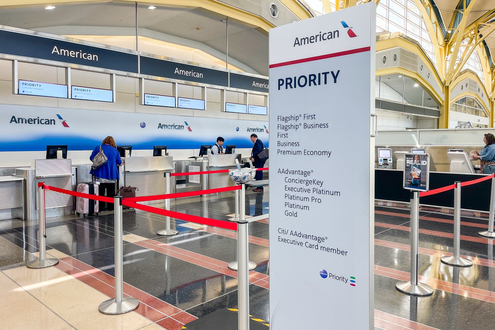 American Airlines priority check in at DCA