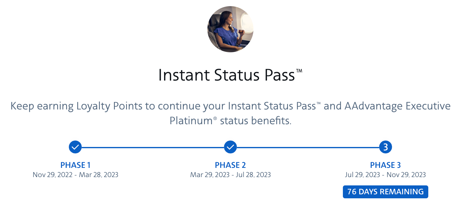 AA Instant Status Pass timeline