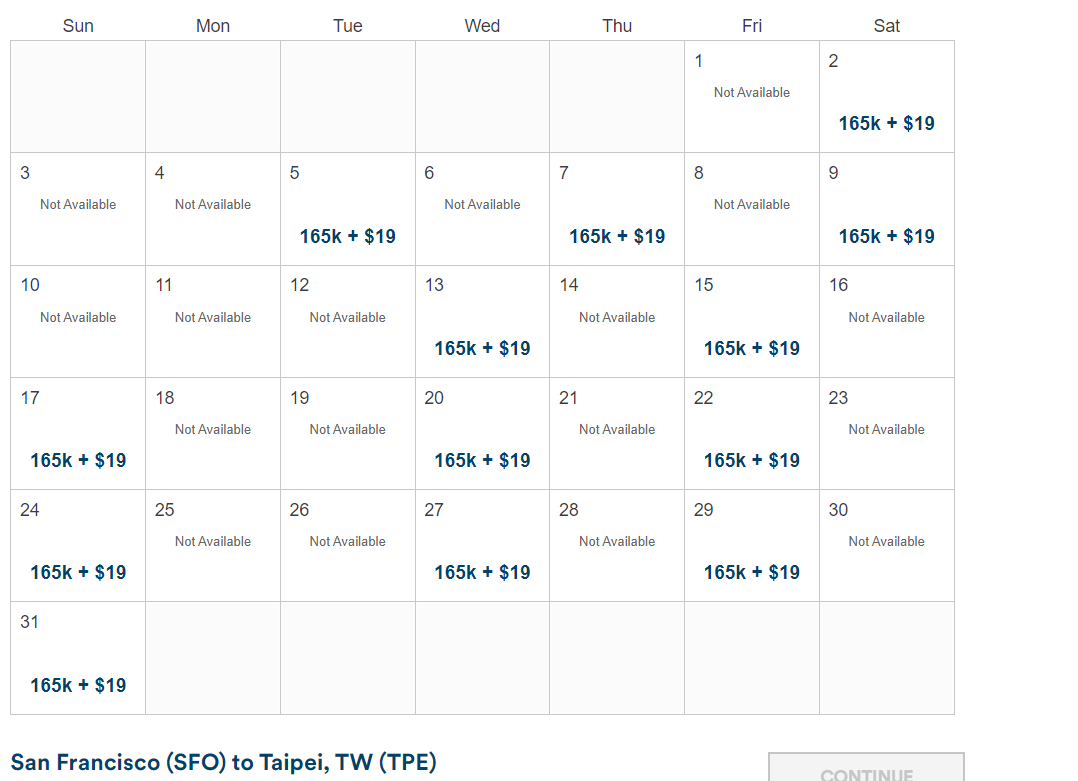 Alaska availability for Starlux fllgihts from SFO. ALASKA