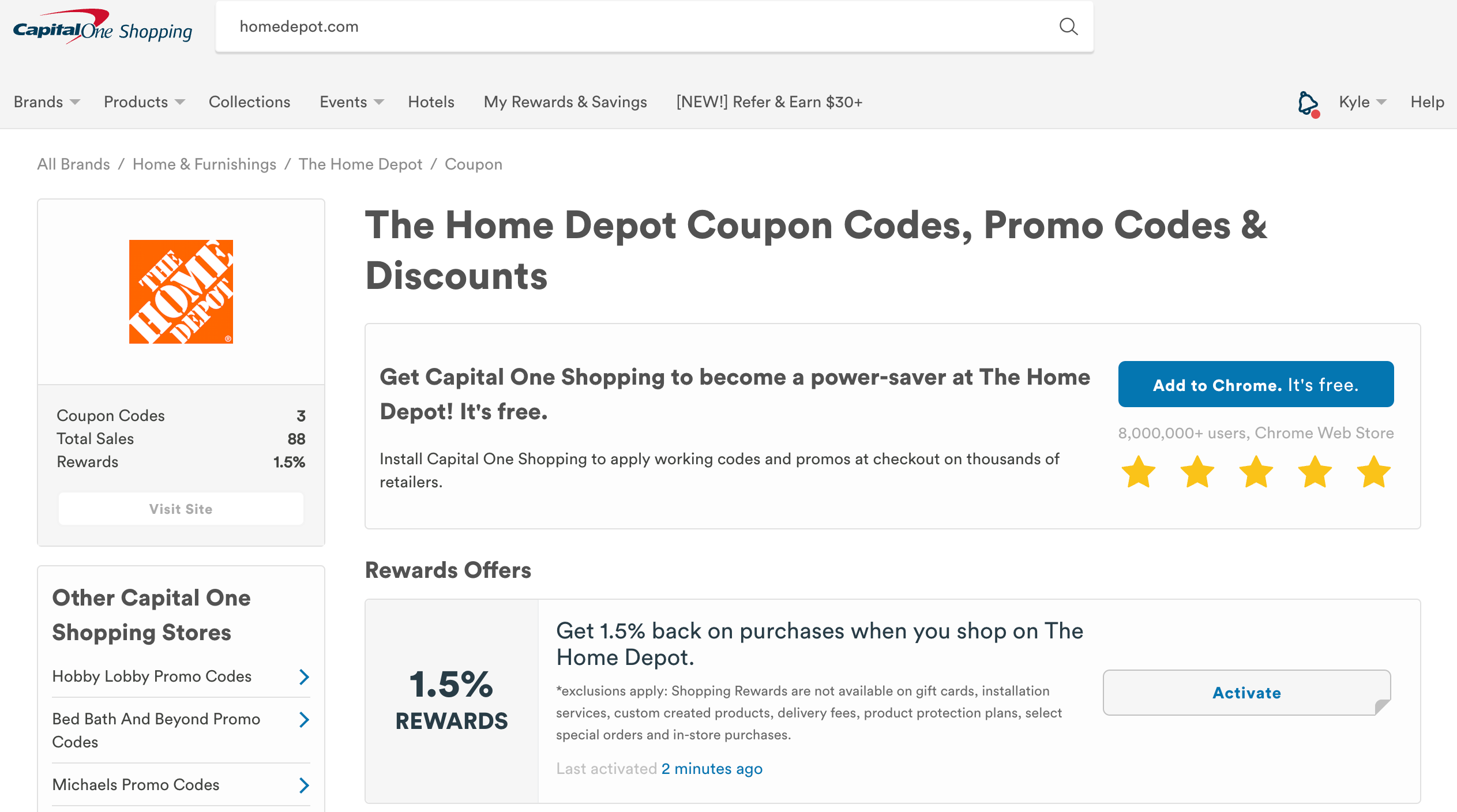 Capital One Shopping Home Depot