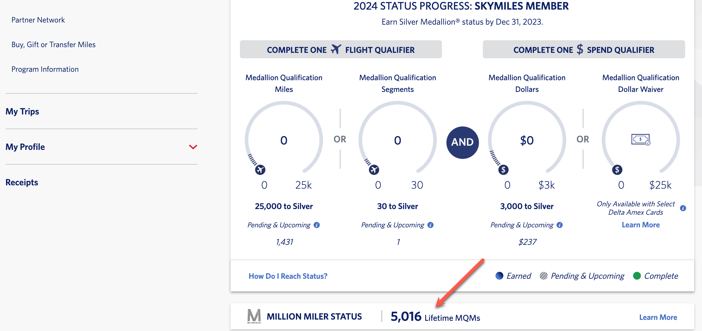 Check your lifetime status on Delta