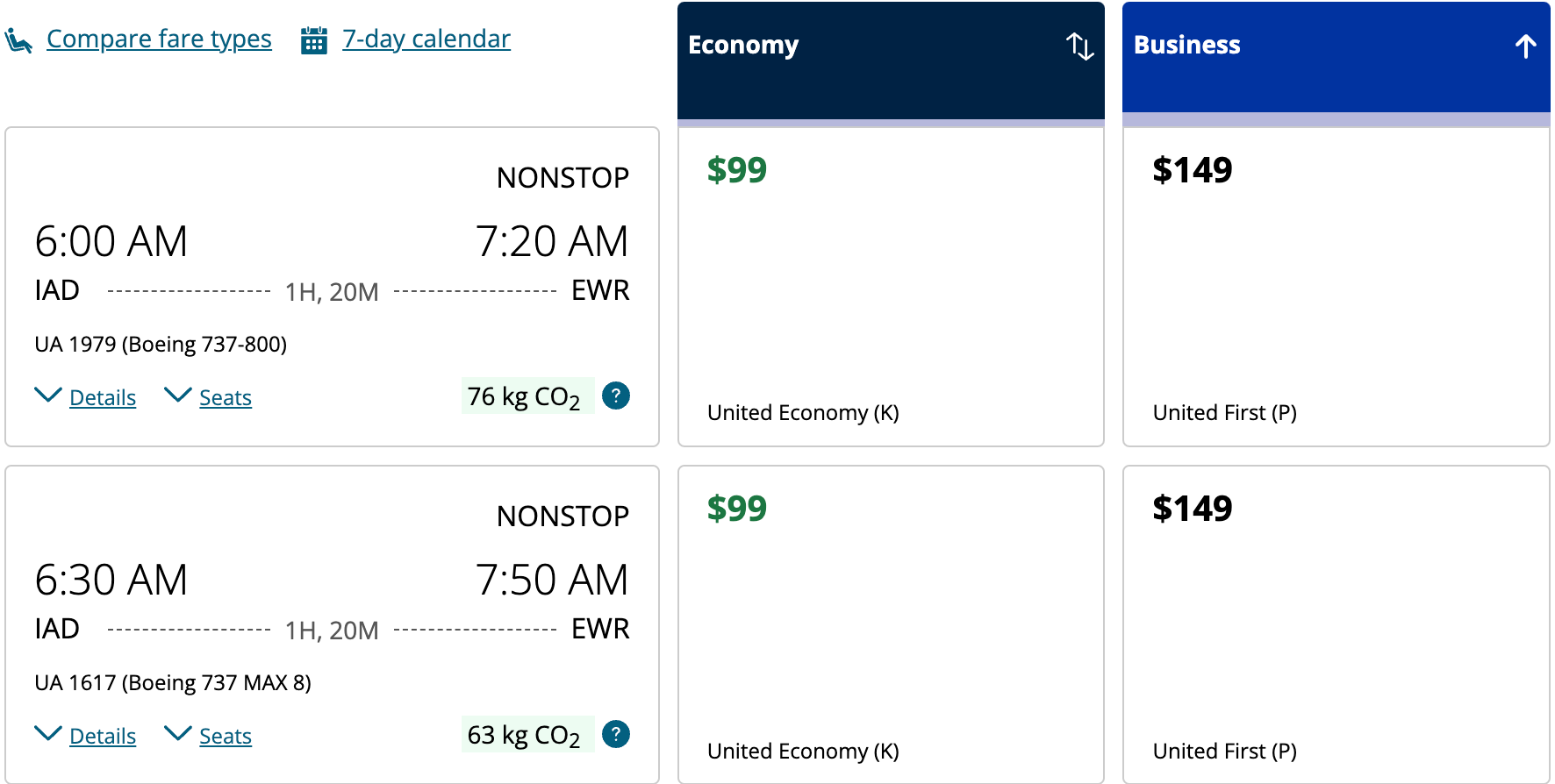 IAD to EWR United