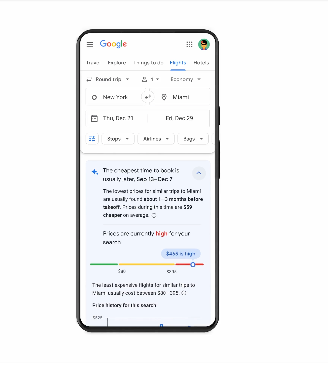 Google's historic flight trends data