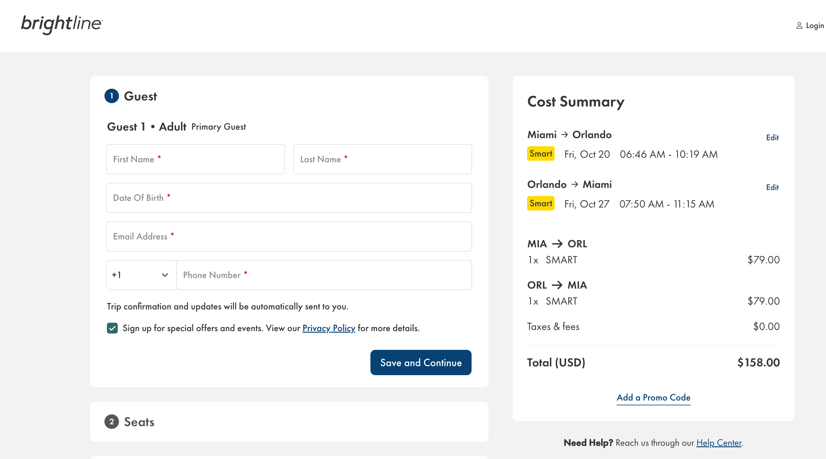 Brightline pricing