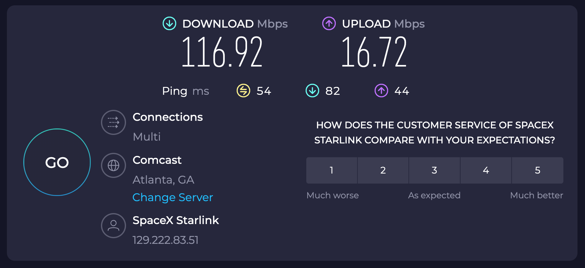 The result of an internet speed test on the inaugural Brightline train to orlando