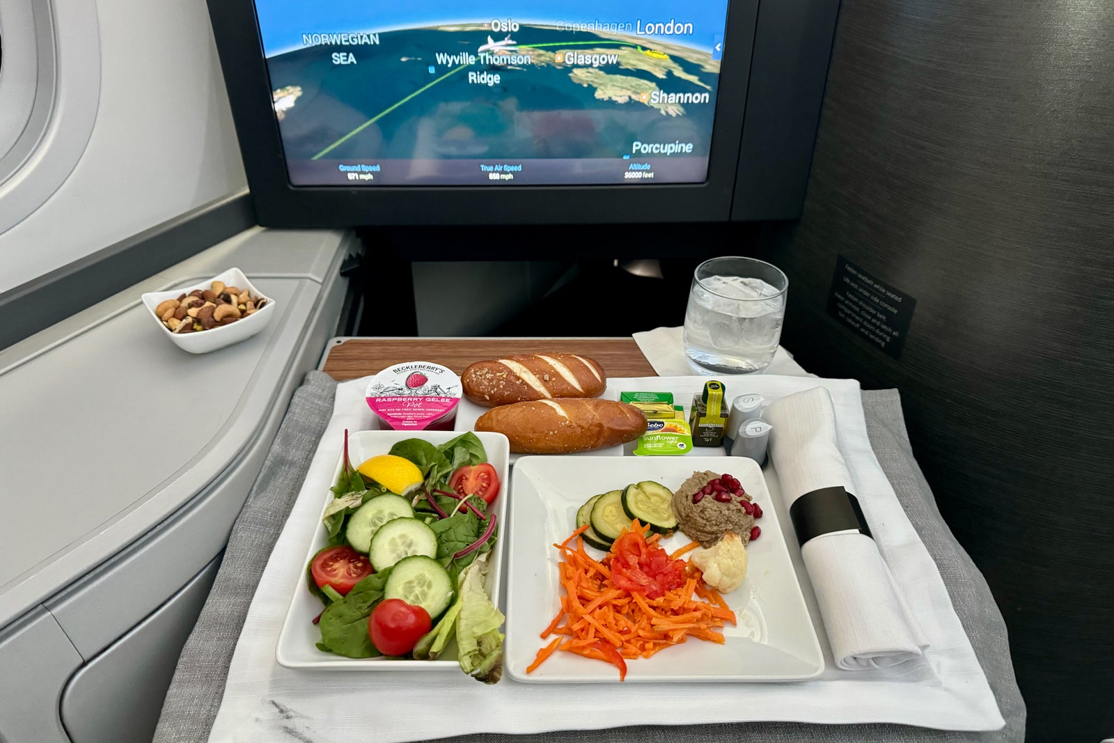 Meal in American Airlines business class