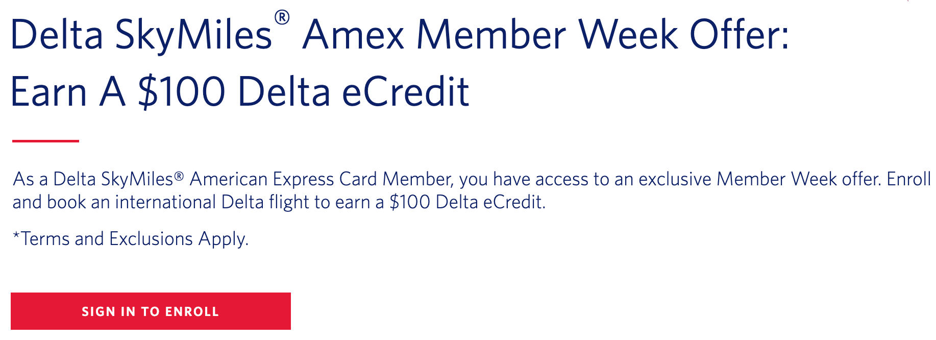 Amex Delta Member Week offer