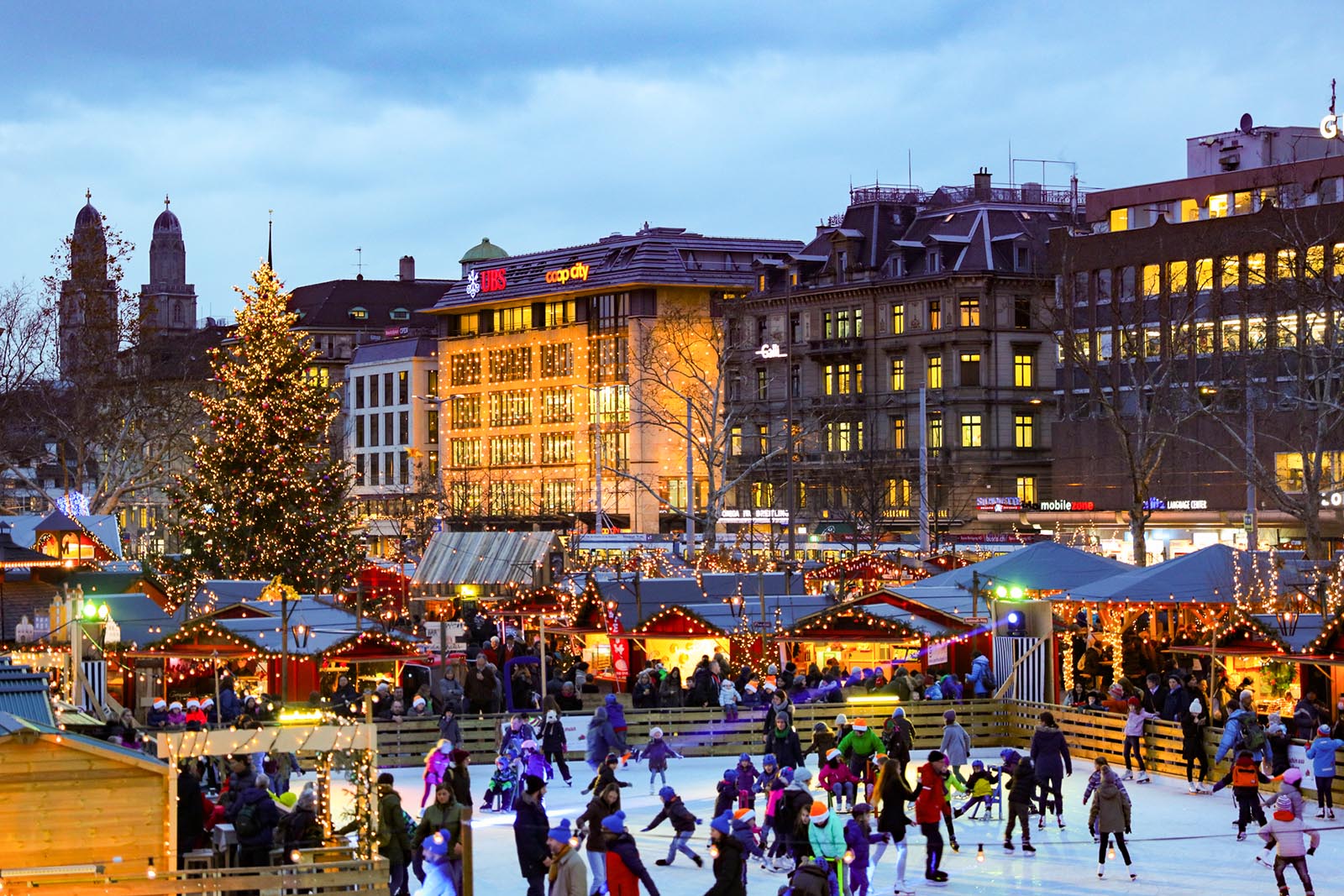 Christmas markets and ice skating in Zurich, Switzerland