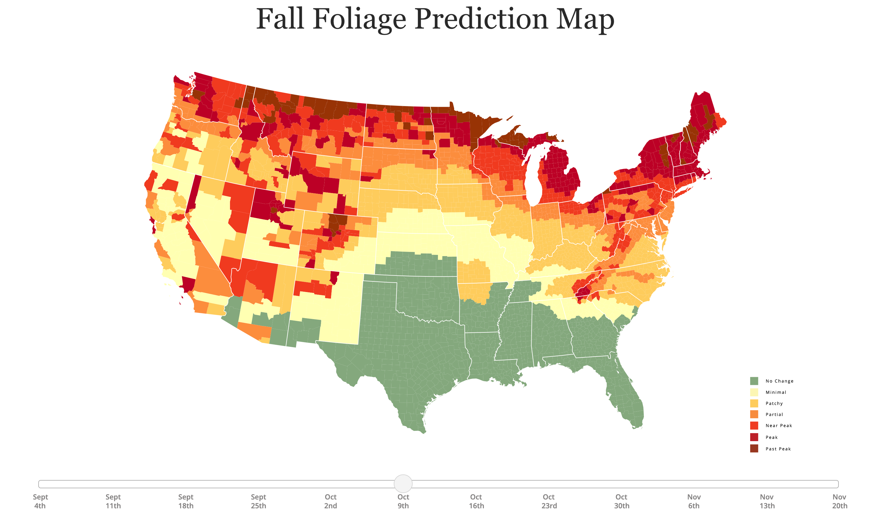 a map showing most of the US in red and orange but the South in green