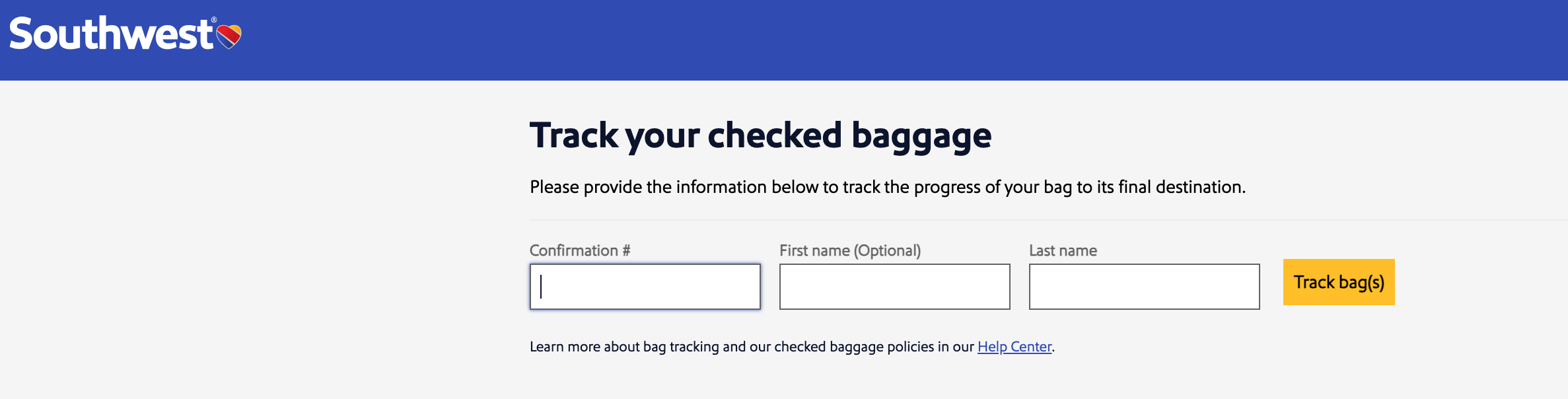 Southwest baggage tracker