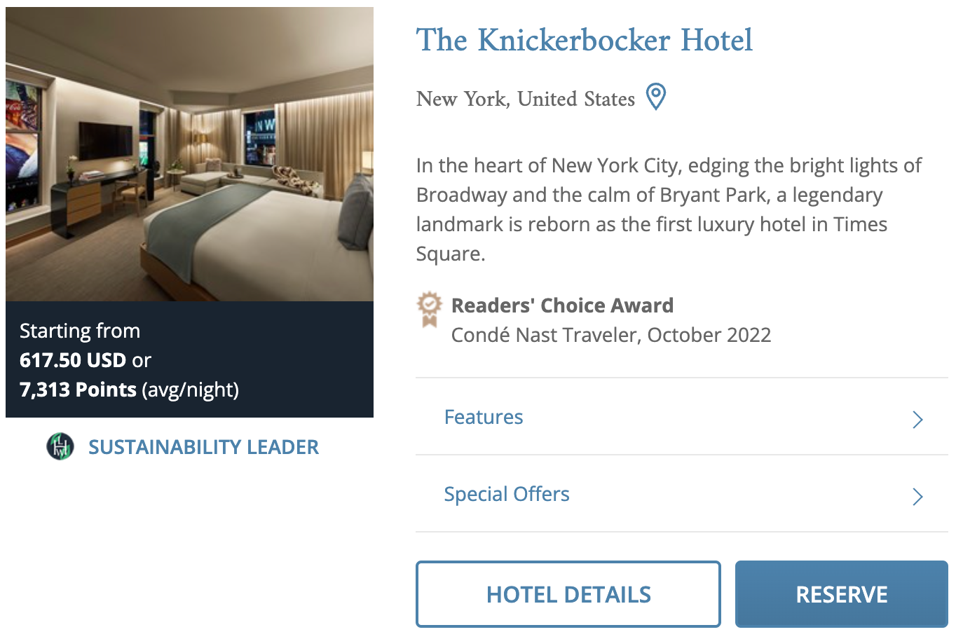 The Knickerbocker Hotel on points
