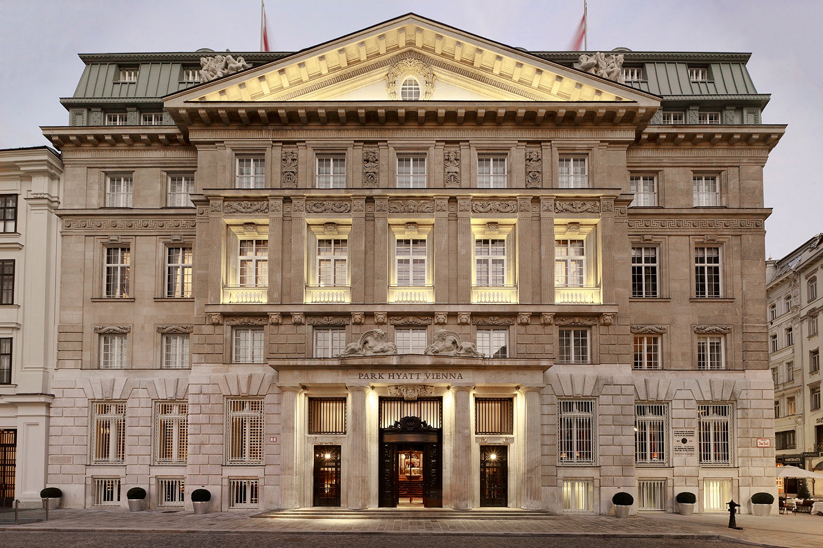 Parky Hyatt Vienna exterior lit up