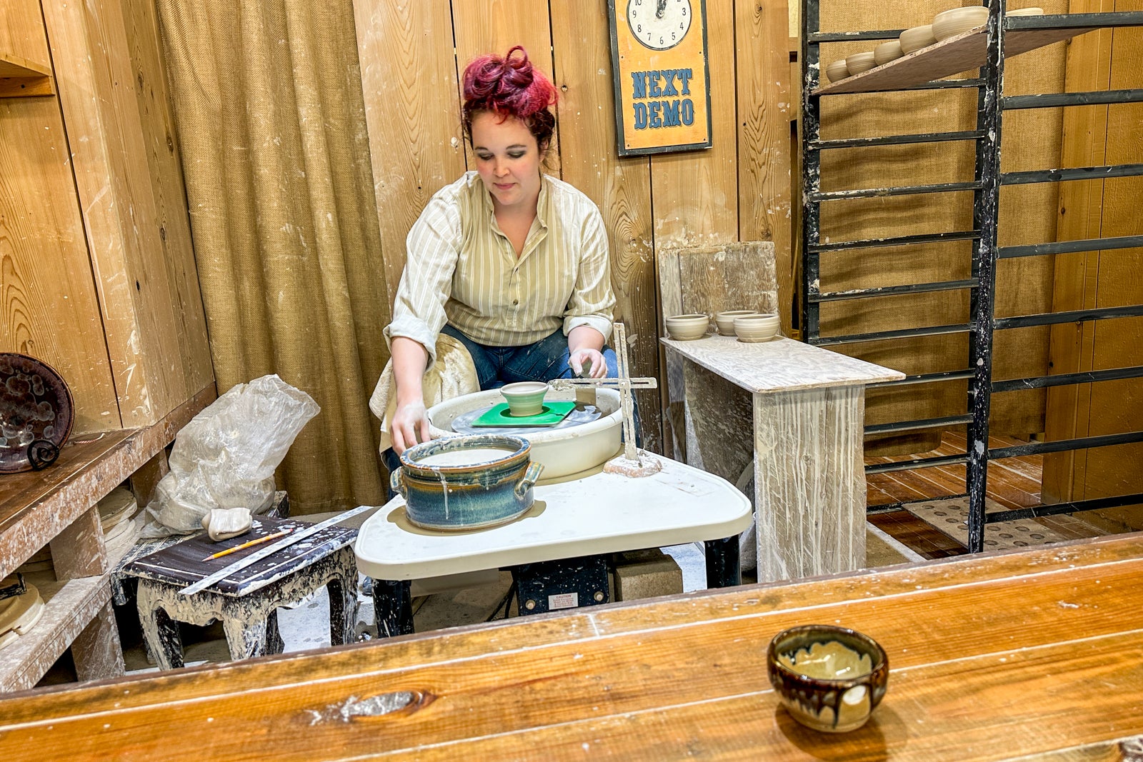 woman making pottery