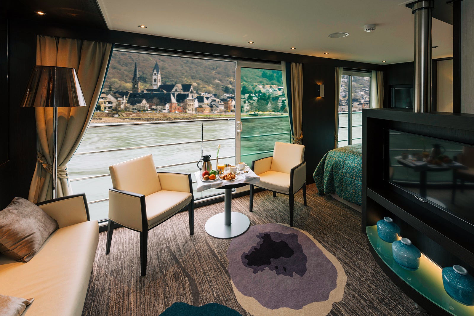 River cruise suite with view of the water