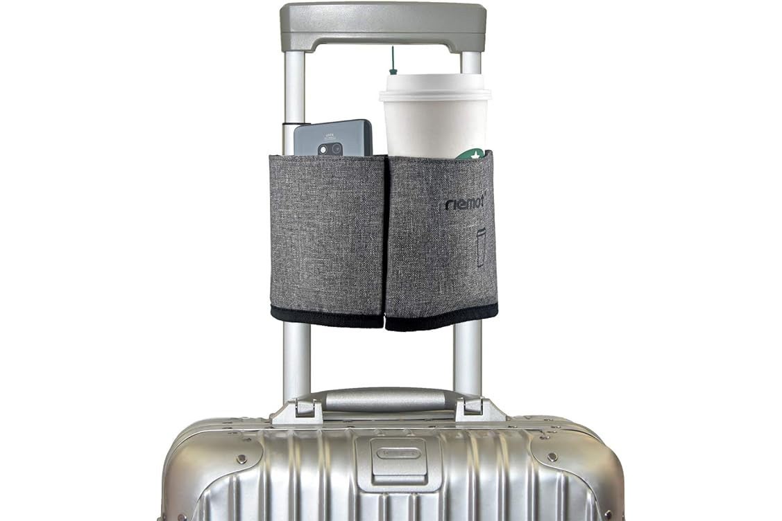 Travel mug holder for carry-on luggage