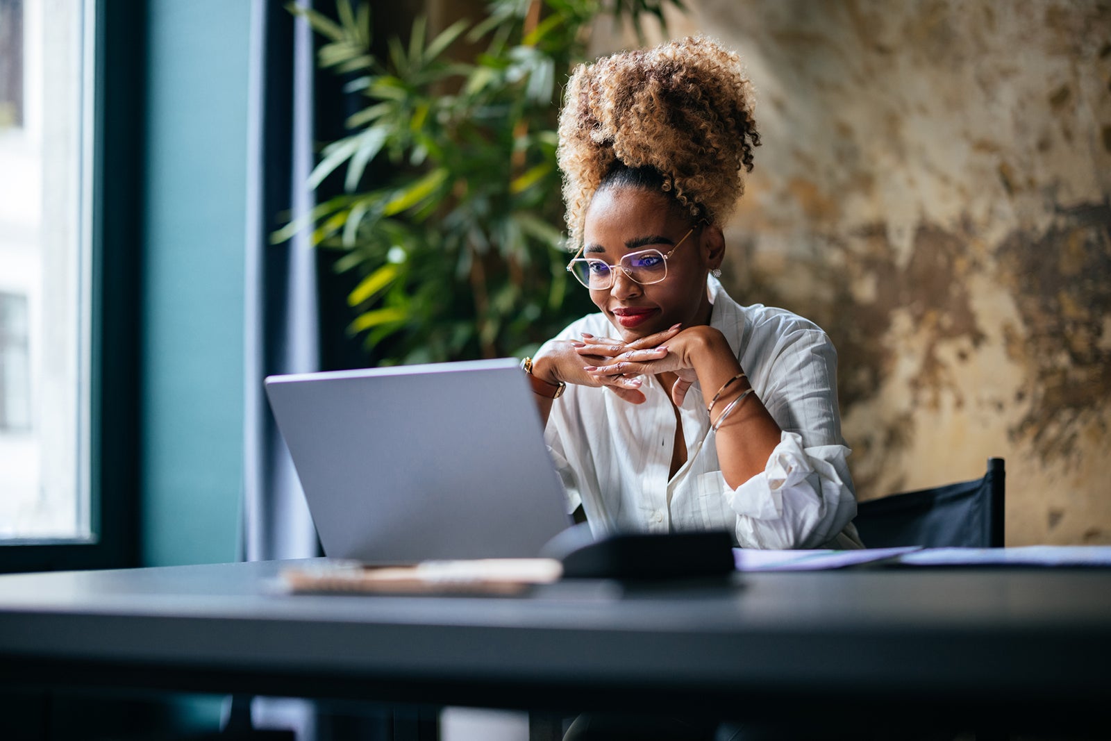 Woman using a laptop