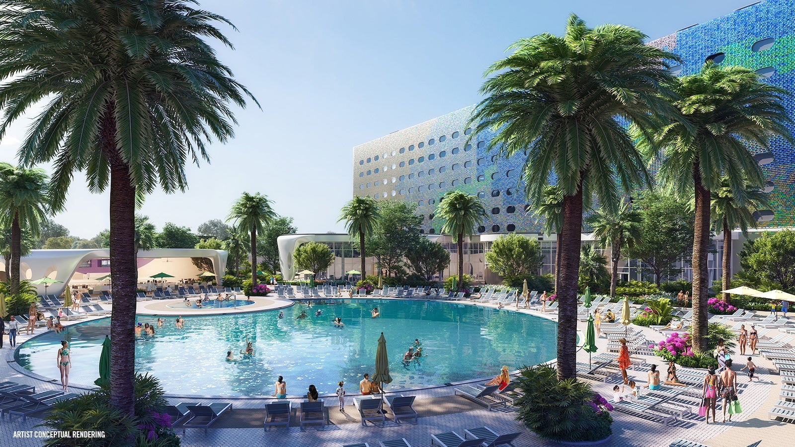 artist rendering of pool area at new Universal resort