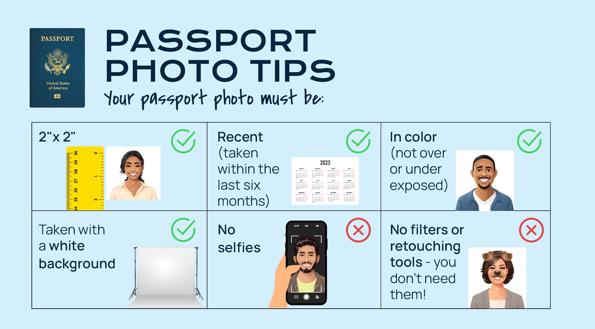 passport photo tips graphic