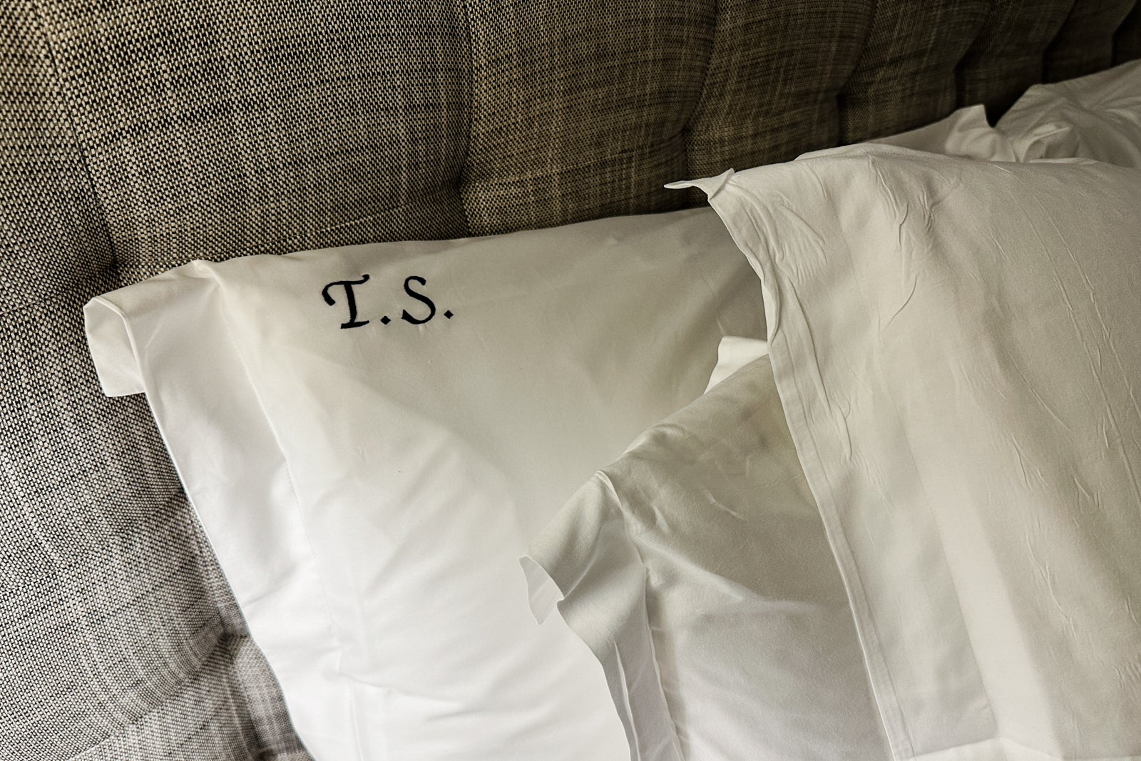 monogrammed pillowcase