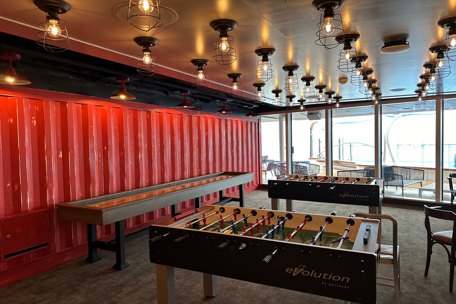 A gaming area with foosball