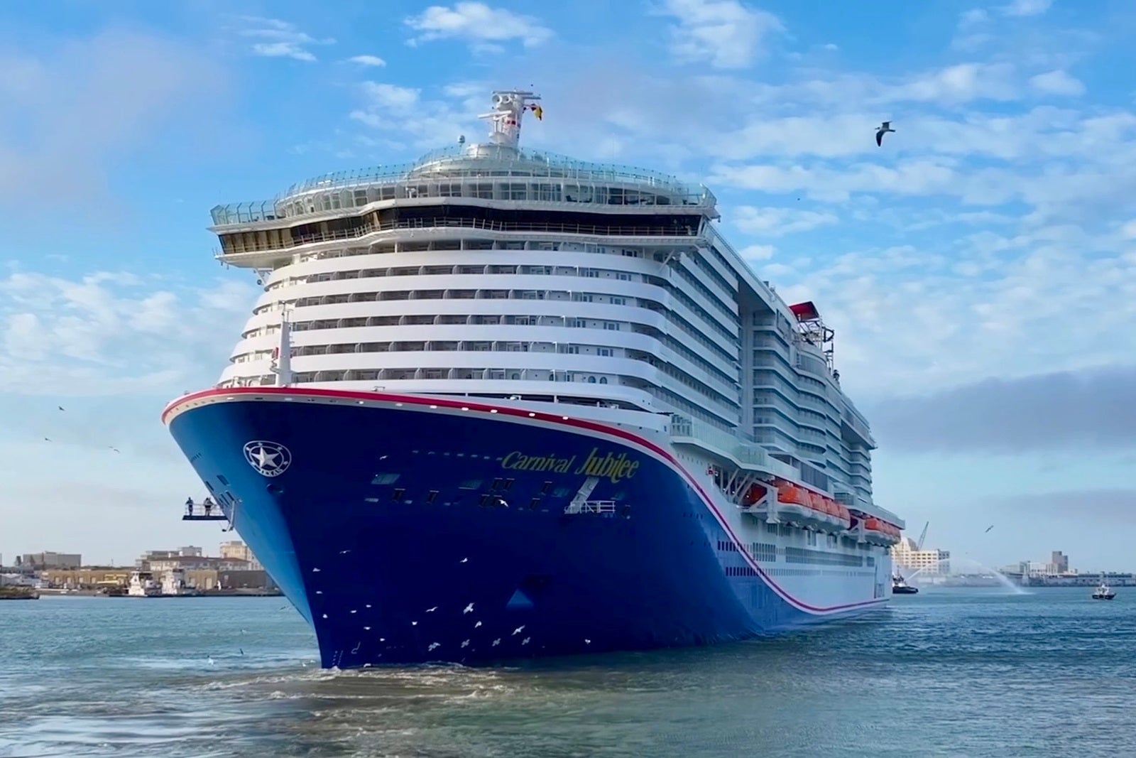 Carnival Jubilee cruise ship arriving in Galveston