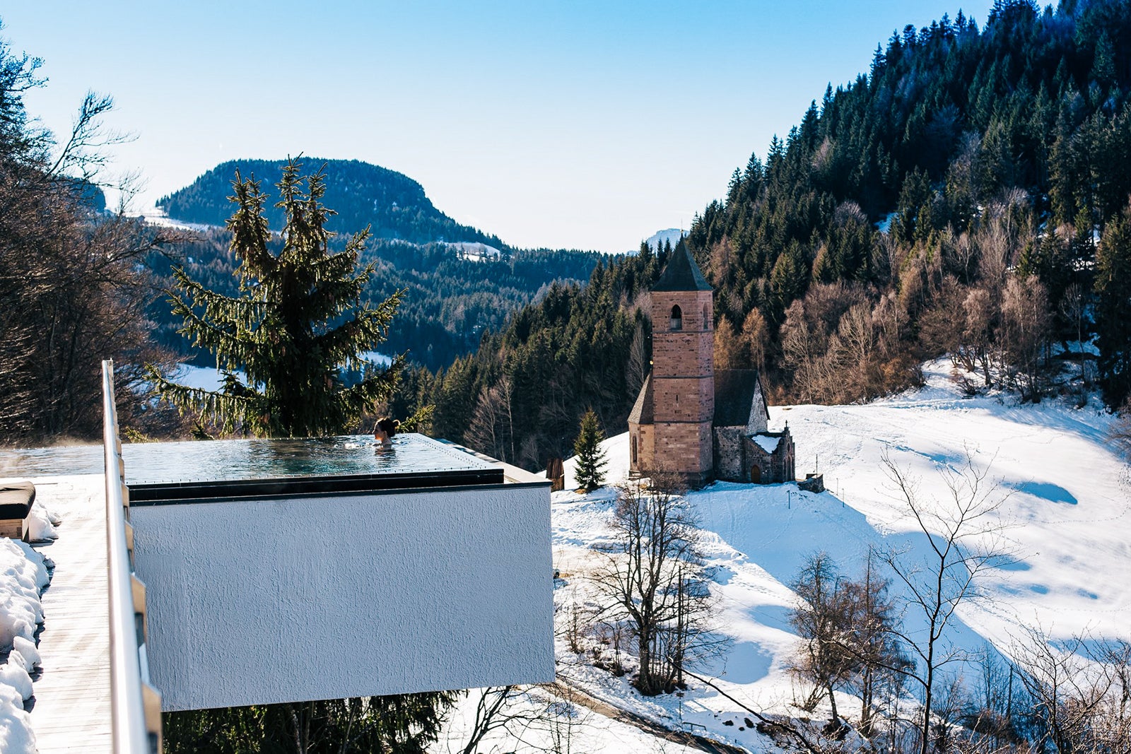 hotel pool in snow