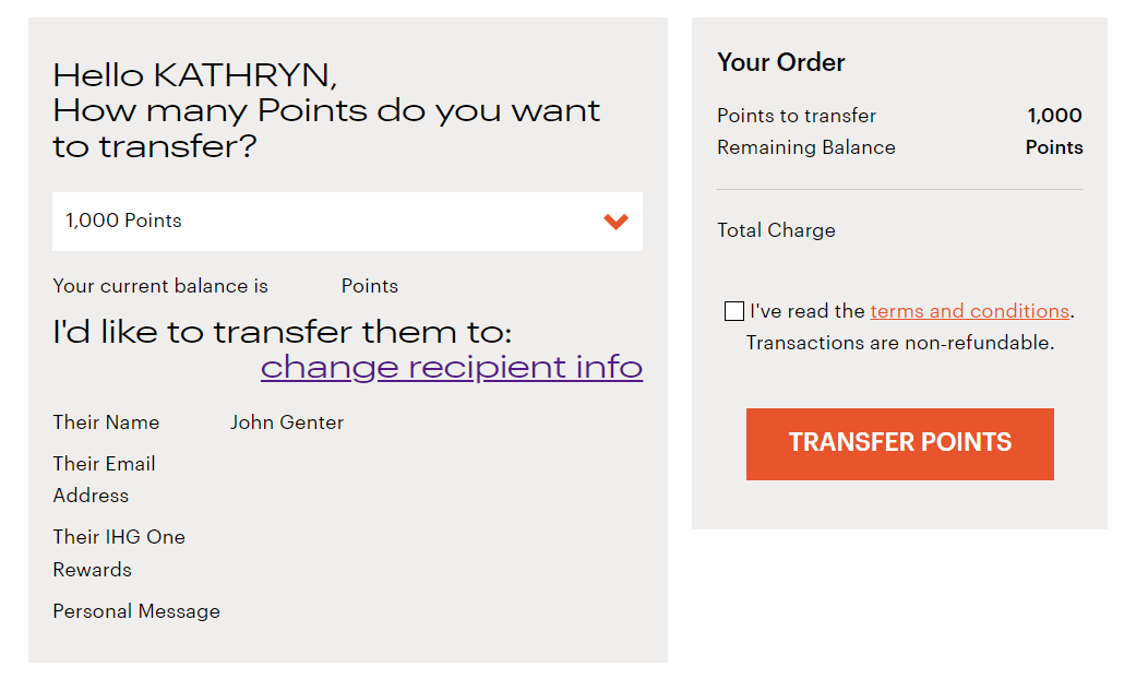 Transfer IHG points to someone else