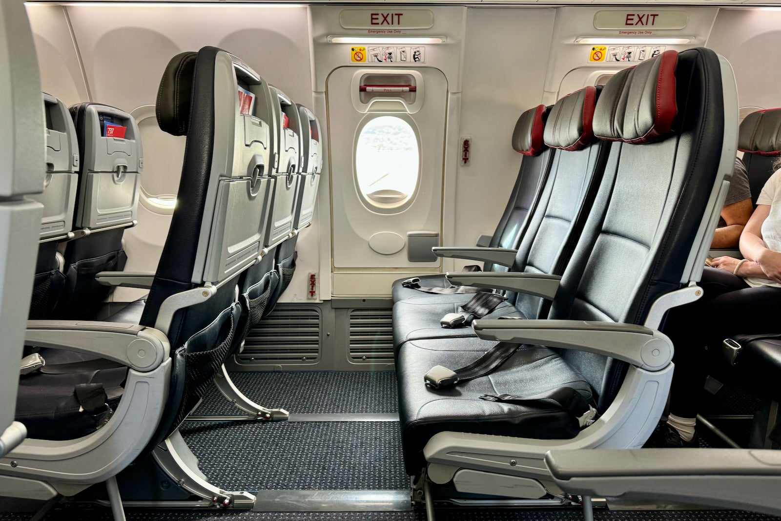 Exit row seating on an American Airlines Boeing 737