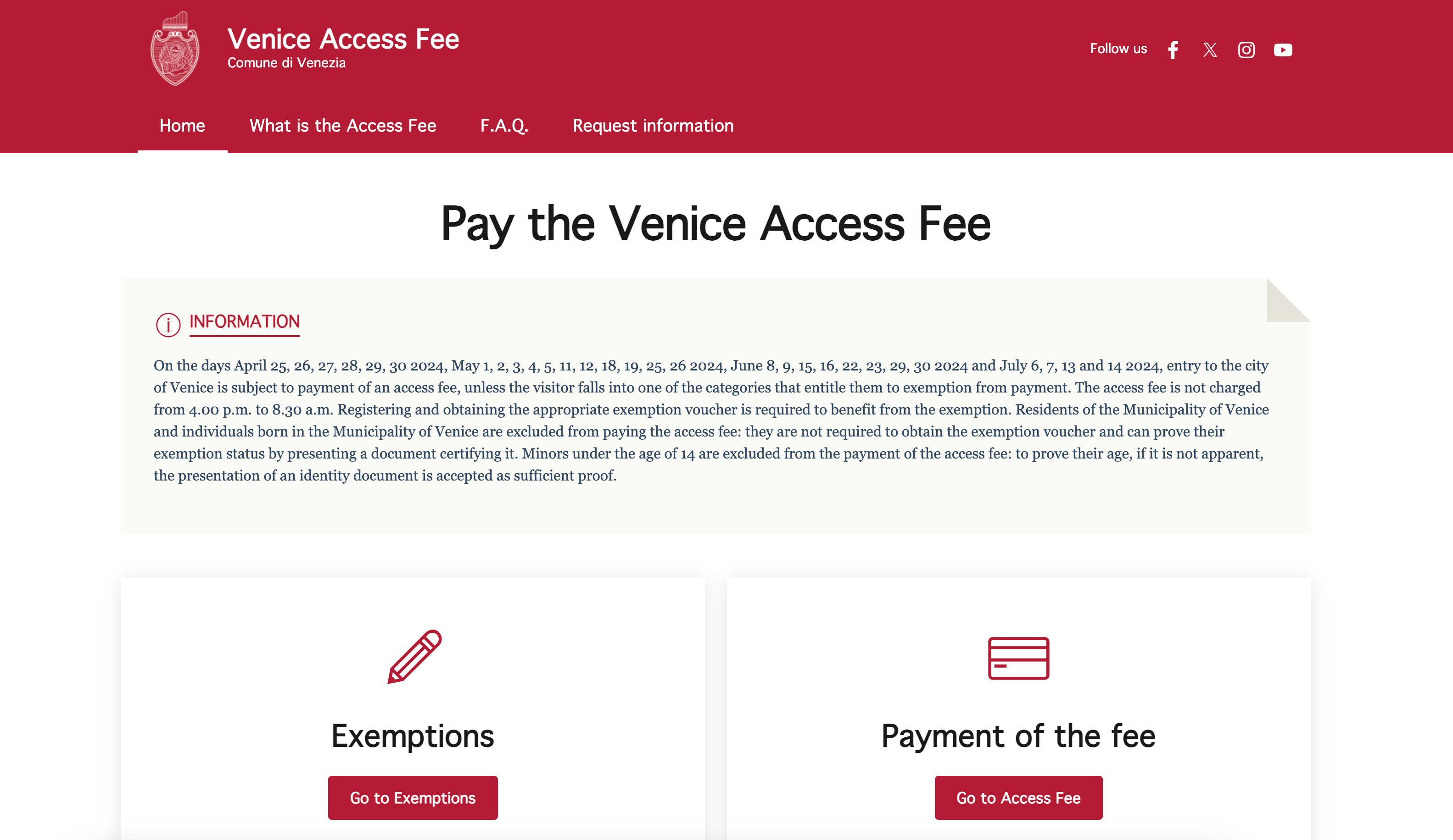 venice access fee info