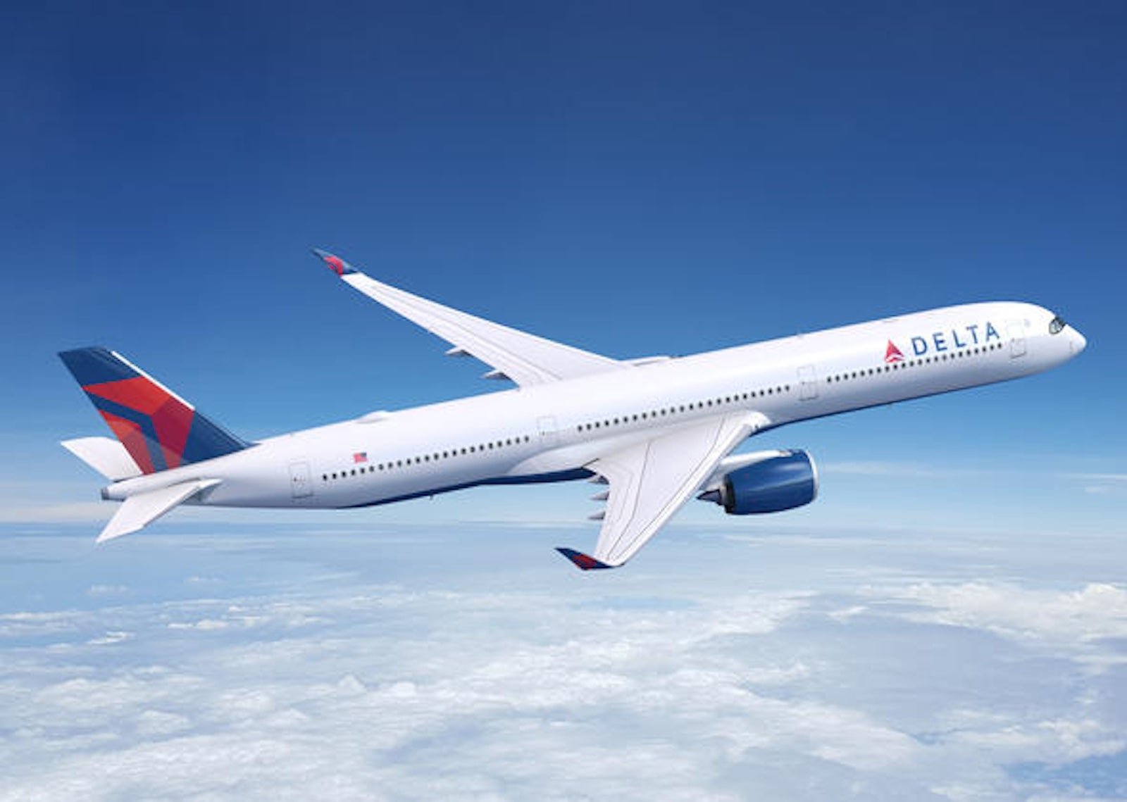 A delta a350 1000 plane flying in the sky