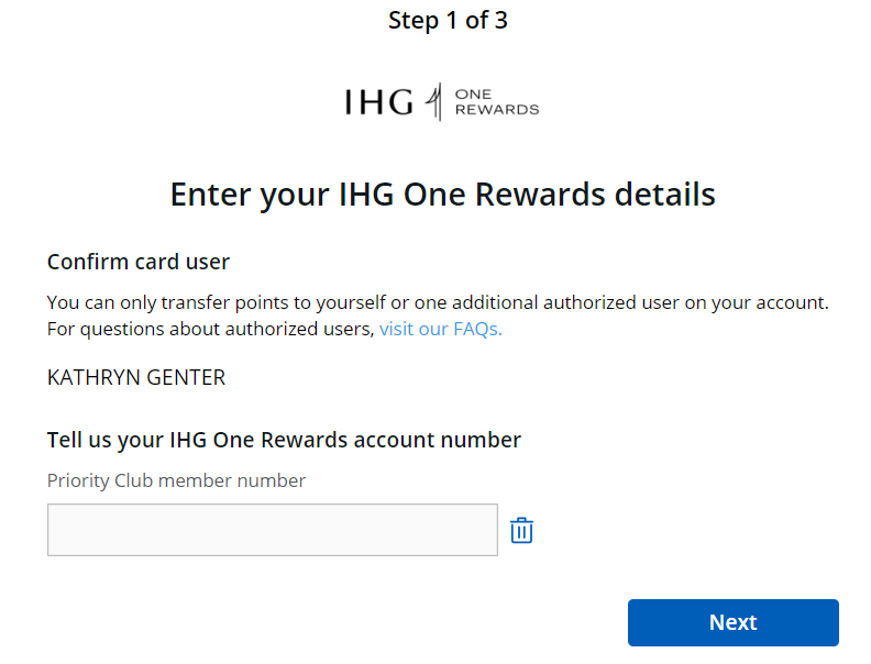 Transfer Chase points to IHG